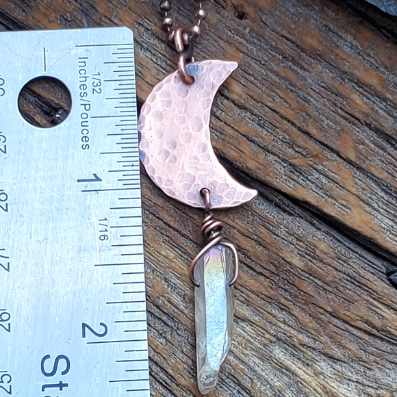 Copper Moon and Quartz Crystal Necklace - Picture 4 of 6